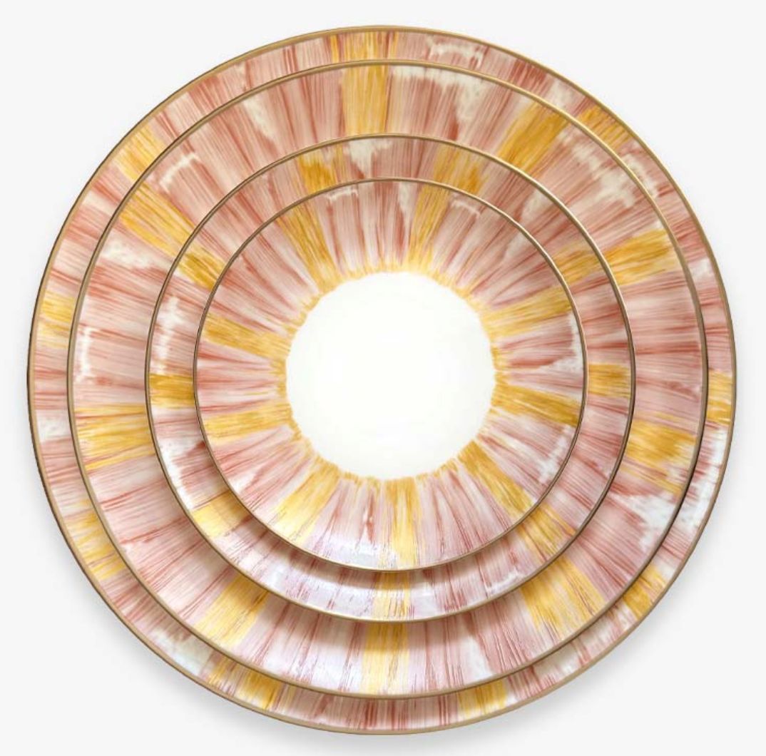Grandwell Tableware Orange Red Ray Beam Classic Plates