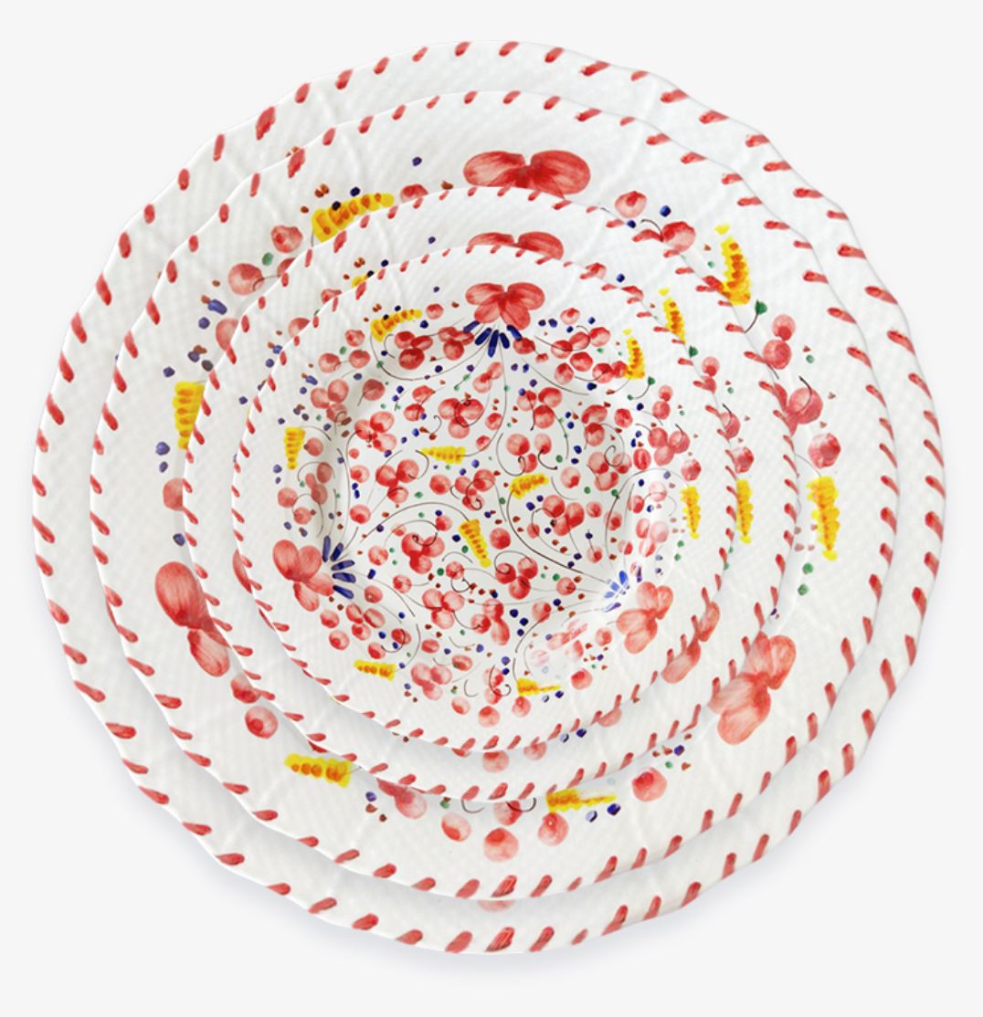 Flower Sea Red China Bone Own Shape Plates Collections